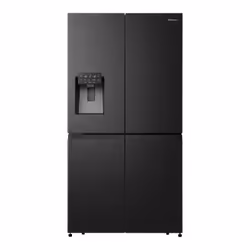 Hisense RQ760N4SBFE, Freestanding, American door, Black, Stainless steel, Touch, LCD, On door