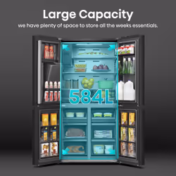 Hisense RQ760N4SBFE side-by-side refrigerator Freestanding 584 L E Black, Stainless steel