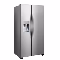 Hisense RS694N4ICE, Freestanding, American door, Stainless steel, Touch, Tempered glass, 562 L
