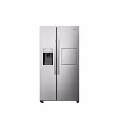Hisense RS694N4BCE, Freestanding, American door, Stainless steel, Touch, LED, On door