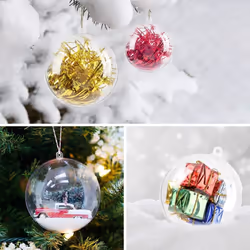 AGM 20Pcs DIY Plastic Christmas Tree Hanging Ornaments Ball  Clear Fillable Ornaments Ball  80mm / 3.14 Decoration Art Crafts for New Years Present Ho