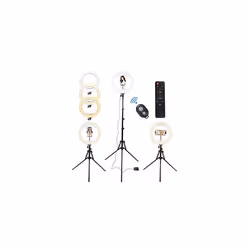 AGM 14inch Ring Light with Tripod Stand Phone Holder and Bluetooth Remote with Dimmable 3 Light Modes & 10 Brightness Level f ...