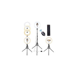 AGM 14inch Ring Light with Tripod Stand Phone Holder and Bluetooth Remote with Dimmable 3 Light Modes & 10 Brightness Level for Video/Photography/Live