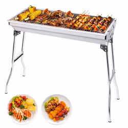 AgM charcoal Barbecue, 680x320x730 mm Large Foldable BBQ grill Thick Stainless Steel for Picnic, Travel, garden, camping