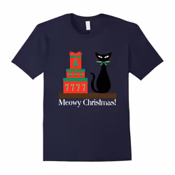 MCM Christmas Cat T-Shirt Gifts Presents Kitty Merry Shirt-Father's Day - M