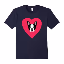 Boston Terrier Love Dog Heart T-Shirt-Father's Day - S