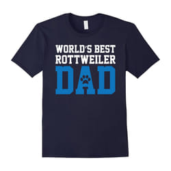 World's Best Rottweiler Dad Dog Owner Lover Paw Pet Blue Tee-Father's Day - S