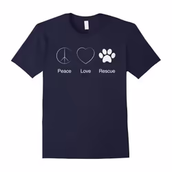 Peace Love Rescue Dog Lover T-Shirt-Father's Day - S