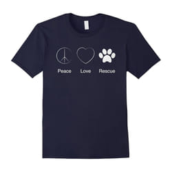 Peace Love Rescue Dog Lover T-Shirt-Father's Day - XXXL