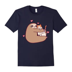 Sloth love Cat T-shirt-Father's Day - XL