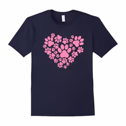 Dog or Cat Lovers T-shirt, Paw Prints Heart by Zany Brainy-Father's Day - XXXL