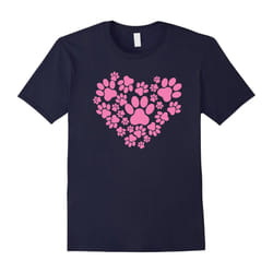 Dog or Cat Lovers T-shirt, Paw Prints Heart by Zany Brainy-Father's Day - XXXL