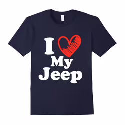 I Love My Jeep T-Shirt Love Heart Jeep Funny Gift Tee Shirt-Father's Day - L