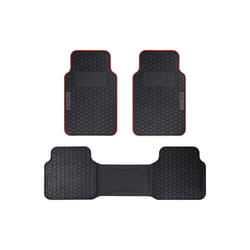SPCF500RD Set of 3 Universal Floor Mats with Rear Bridge for Car Model F500, Color Black/Red