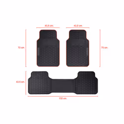 SPCF500RD Set of 3 Universal Floor Mats with Rear Bridge for Car Model F500, Color Black/Red