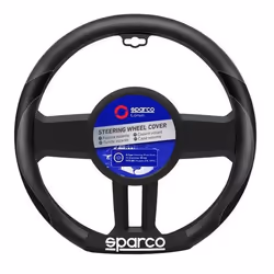 Steering wheel cover; SPARCO; black/grey PVC; for PEUGEOT