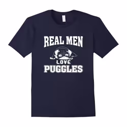 Real Men Love Puggles Funny Dog T-Shirt-Father's Day - L