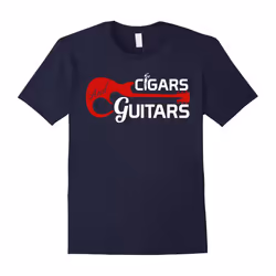 Best T-Shirt For Cigar And Guitar Lover. Birthday Gift Ideas-Father's Day - XL