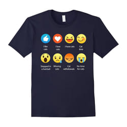 I Love Cats Emoji Emoticon Graphic Tee T-Shirt-Father's Day - XXXL