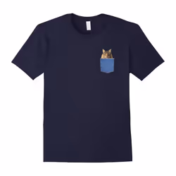 Cat in a Pocket T-Shirt Funny Cat Lover, Mom or Dad Gift-Father's Day - S