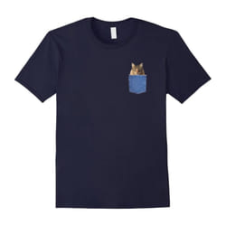Cat in a Pocket T-Shirt Funny Cat Lover, Mom or Dad Gift-Father's Day - XL