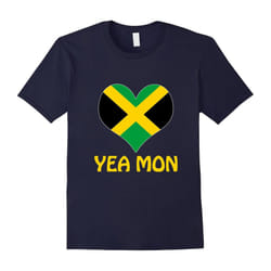 PROUD JAMAICAN HEART FLAG T-SHIRT Yea Mon I Love Jamaica-Father's Day - XXL
