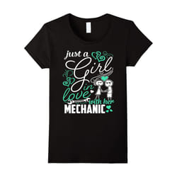 Women's Just A Girl Love In With Her Mechanic T-Shirt-Father's Day - XXL