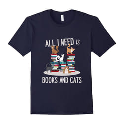 FUNNY BOOKS AND CATS T-SHIRT Book Lovers Cat Gift-Father's Day - XXL