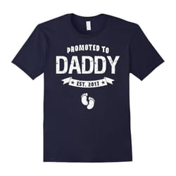 Men's Promoted To Daddy Est 2017 T-Shirt New Dad Father's Day Gift-Father's Day - L