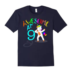 Funny Dabbing Unicorn 9th Year Old Birthday Gifts Tee Shirt-Father's Day - XL