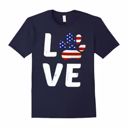 Patriotic American Flag Dog Love Owner Paw Print t-shirt Tee-Father's Day - S