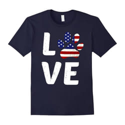 Patriotic American Flag Dog Love Owner Paw Print t-shirt Tee-Father's Day - XXXL