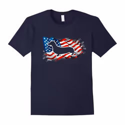 Patriotic Weiner Dog Lovers Gift Tee Independence 4th of July American Flag T-Shirt-Father's Day - XL
