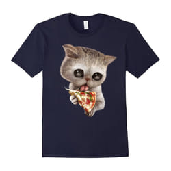 Funny Cute Cat Loves Pizza Gifts T-Shirts-Father's Day - L