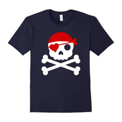 Valentines Day Love Pirate Heart t Shirt â Funny Gift Tee-Father's Day - S