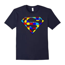 Autism Super Hero Awareness T-Shirt Ribbon Gift Tee Mom Dad-Father's Day - XXL