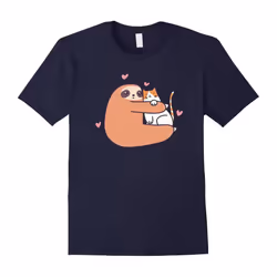 Sloths Love Cat â Unisex T Shirt-Father's Day - L