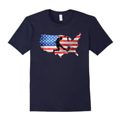 American USA Flag Soccer T-Shirt I Love Soccer Football-Father's Day - S
