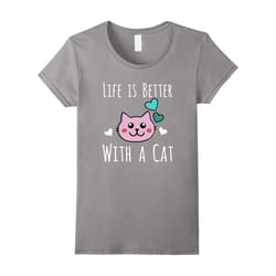 Life Is Better With A Cat T-Shirt â Cute Cat Lovers Hearts-Father's Day - XL