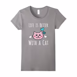 Life Is Better With A Cat T-Shirt â Cute Cat Lovers Hearts-Father's Day - XXXL