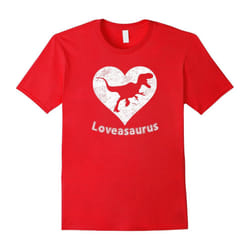 Valentines Day Loveasaurus Dinosaur Heart t Shirt â Funny-Father's Day - L