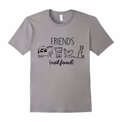 Vegetarian Animal Lover Friends Not Food T-Shirt-Father's Day - M
