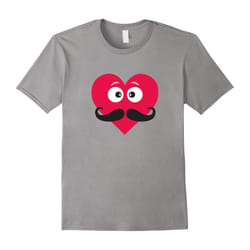 Mustache Heart Love Valentine's Boy Tshirt-Father's Day - XL