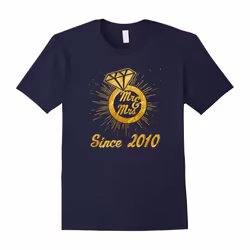7th Wedding Anniversary Gifts Mr & Mrs Since 2010 T-Shirt-Father's Day - M