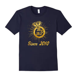 7th Wedding Anniversary Gifts Mr & Mrs Since 2010 T-Shirt-Father's Day - XL