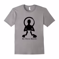 Funny Cat Lovers With Love Yoga Gift, Be Here Meow T-Shirt-Father's Day - L