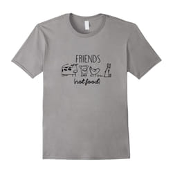 Vegan: Friends not Food vegetarian animal lover T shirt 2016-Father's Day - XL