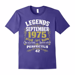 September 1975 â 42th Birthday Gifts Funny Tshirt-Father's Day - M