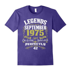 September 1975 â 42th Birthday Gifts Funny Tshirt-Father's Day - L