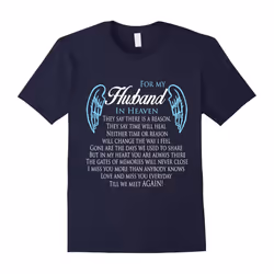 My Husband In Heaven â Hubby Memorial T-Shirt Sympathy Gifts-Father's Day - L